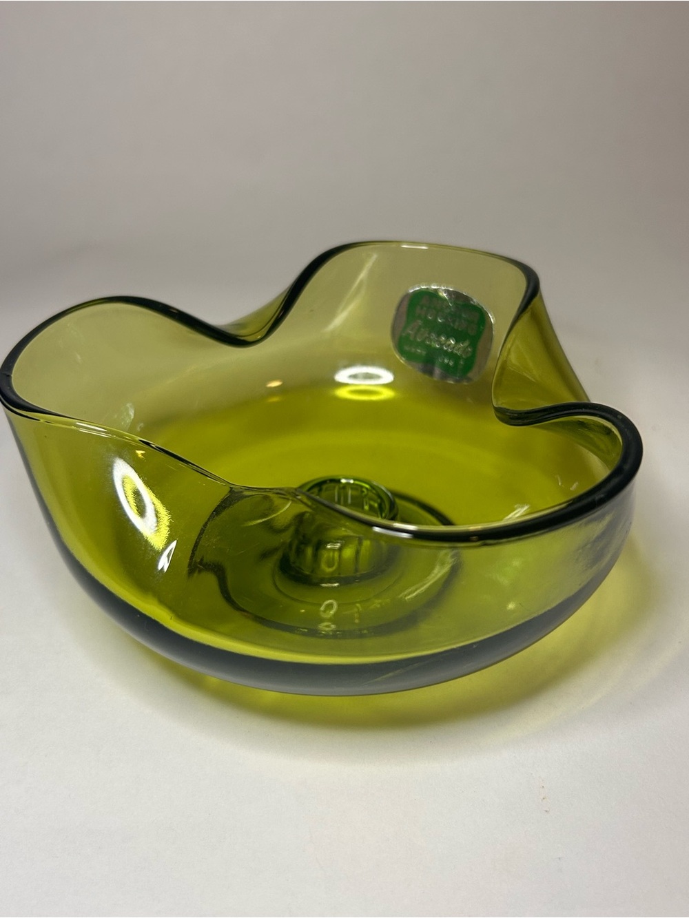 Vintage Anchor Hocking Line 120 Avocado Green Taper Candle Holder c1968 60s MCM